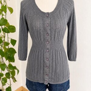 Dkny Women's Grey and Blue Cardigan